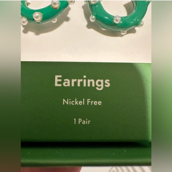 Kate Spade Emerald Green Pearl Hoop Earrings collab Target - Picture 6 of 8